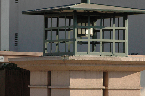 styrofoam light fixture in redevelopment park