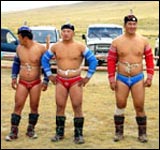 Kharakh wrestlers await competition at local festival