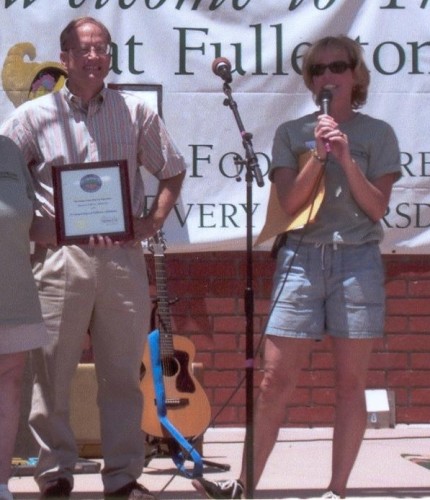 Pam Keller Awarding Chris Norby for bringing the notion of TURNS to Fullerton Mayoral politics.