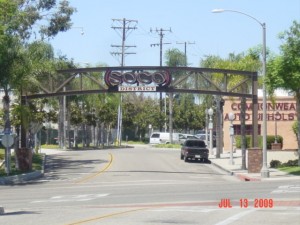 Fullerton, California. The Soco Arch. Redevelopment Warning! Fun Zone Ahead. Be Prepared to Have a Good Time! 