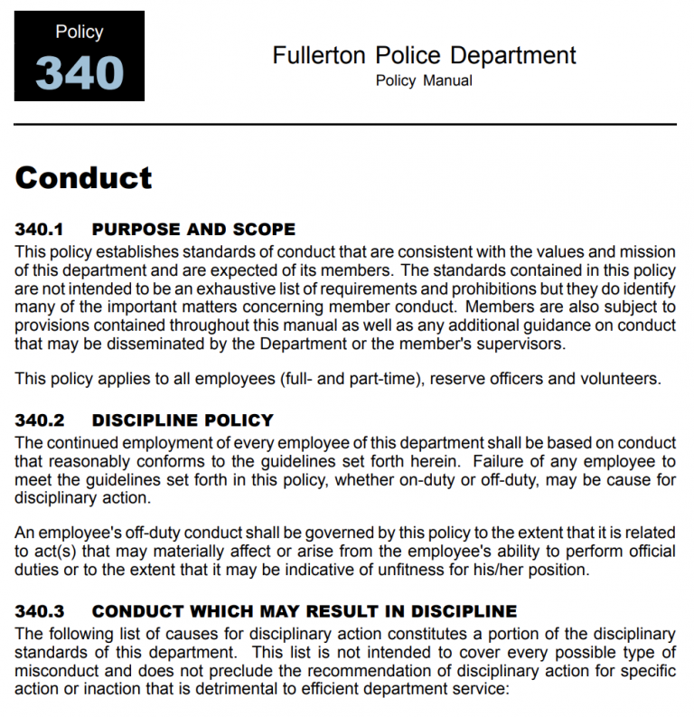 FPD Manual Conduct